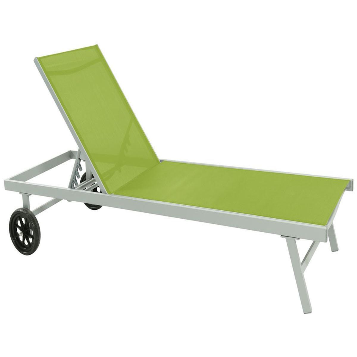 Habitat et Jardin Bain de soleil Alu / Textilene  Bella  avec roues - Vert