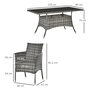 Voir la diapositive 3 : OUTSUNNY Outsunny Ensemble salon de jardin 6 personnes - grande table rectangulaire, 6 fauteuils - 6 coussins d'assise déhoussables inclus - métal époxy verre trempé 5 mm résine tressée grise