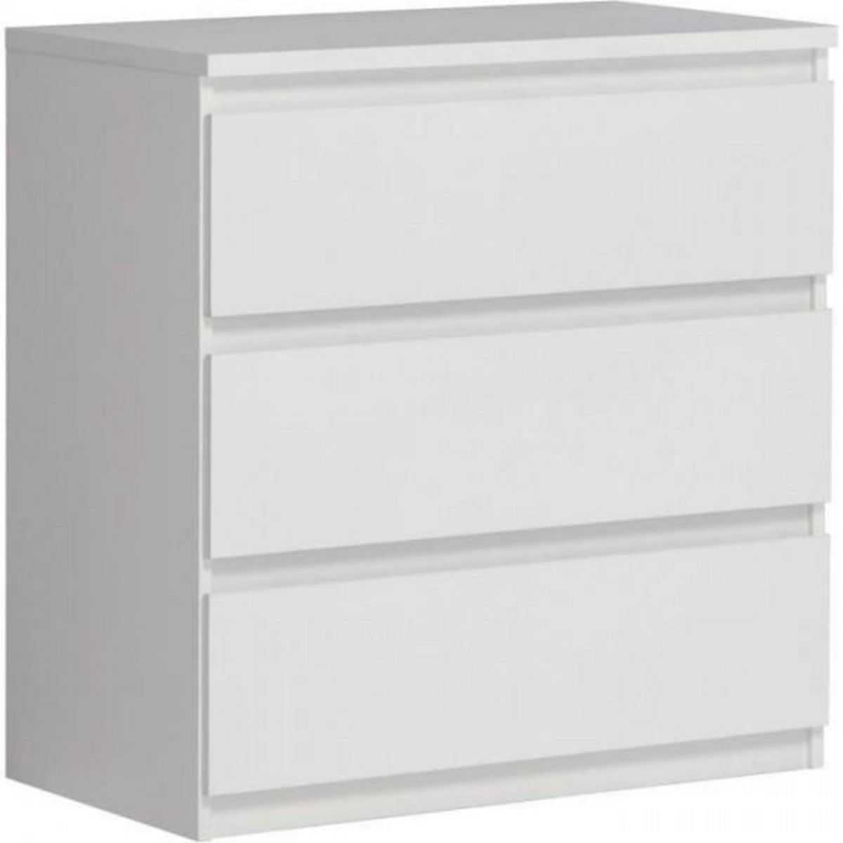 MARKET24 Commode CHELSEA 3 Tiroirs - Couleur blanc mat - L 77,2 x P 42 x H 79,9 cm