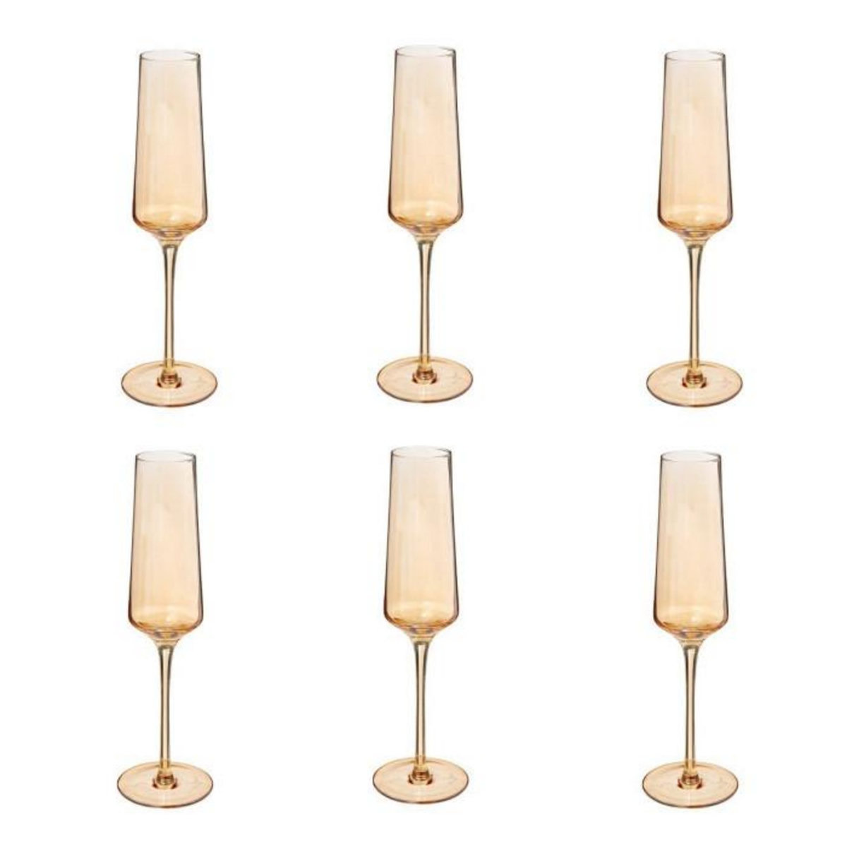 SECRET DE GOURMET Lot de 6 Flûtes à Champagne  Olga  16cl Ambre