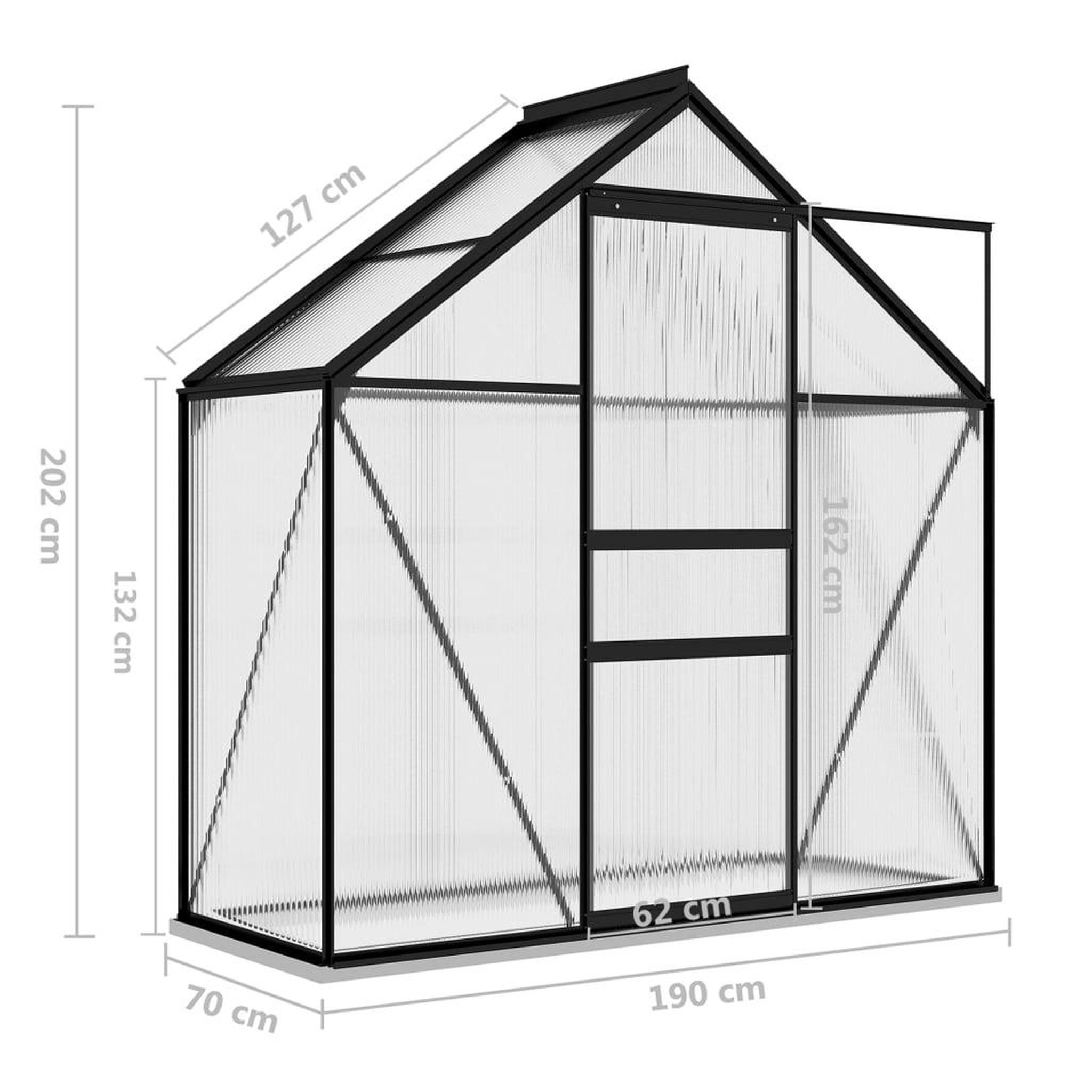 Voir la diapositive 6 : VIDAXL Serre Anthracite Aluminium 1,33 m^2