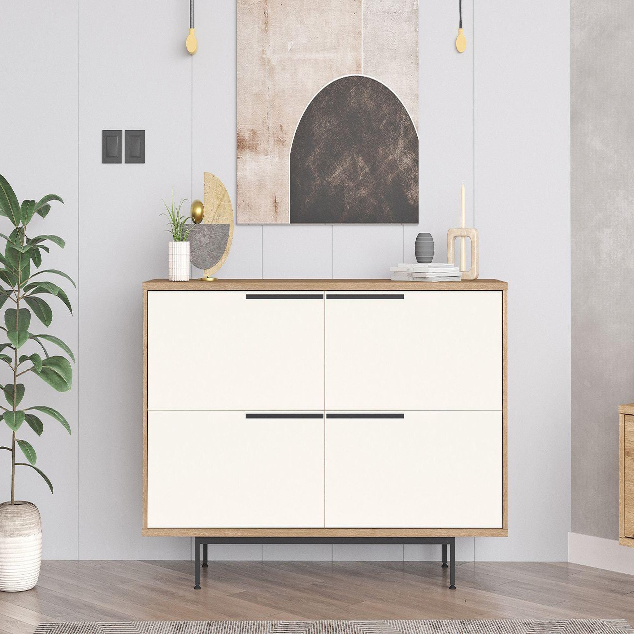 Voir la diapositive 4 : Habitat et Jardin Buffet en bois  on3-sw  - 160 x 44 x 74 cm - blanc