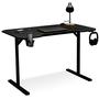 Voir la diapositive 1 : ID MARKET Bureau gaming droit 120 cm noir ALEXIS porte-gobelet et crochet pour casque