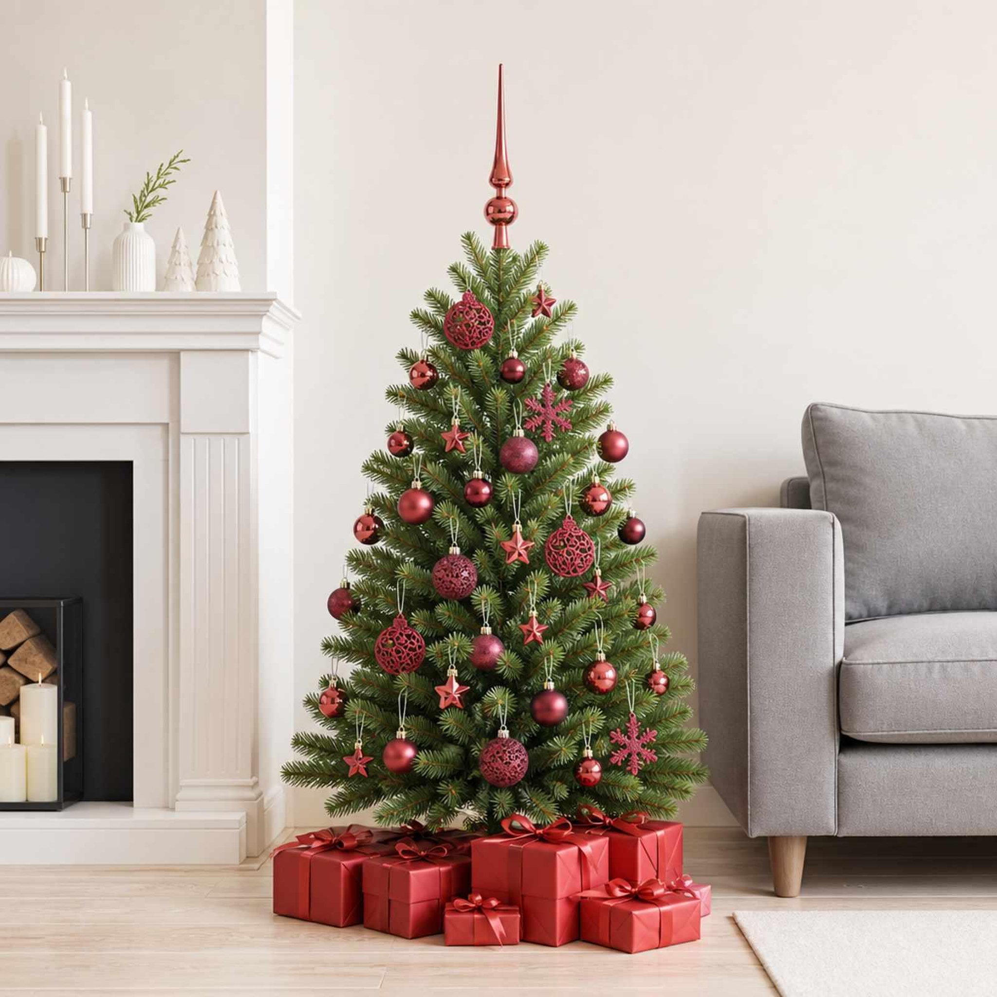 Voir la diapositive 2 : VIDAXL Ensemble de boules de Noël 111 pc Bordeaux Diam. 6 cm