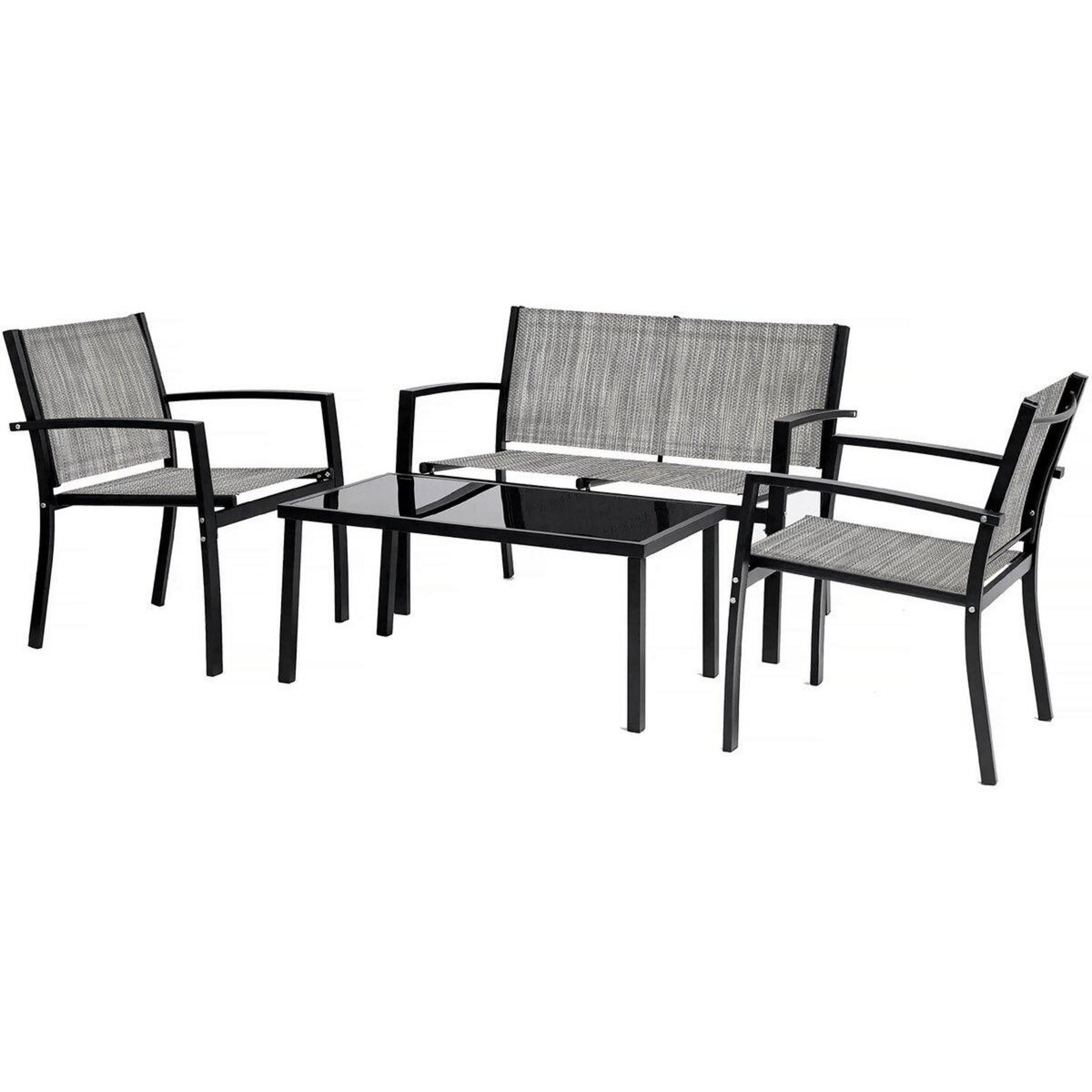 Habitat et Jardin Salon de jardin bas  Lino  - 4 places  - Gris