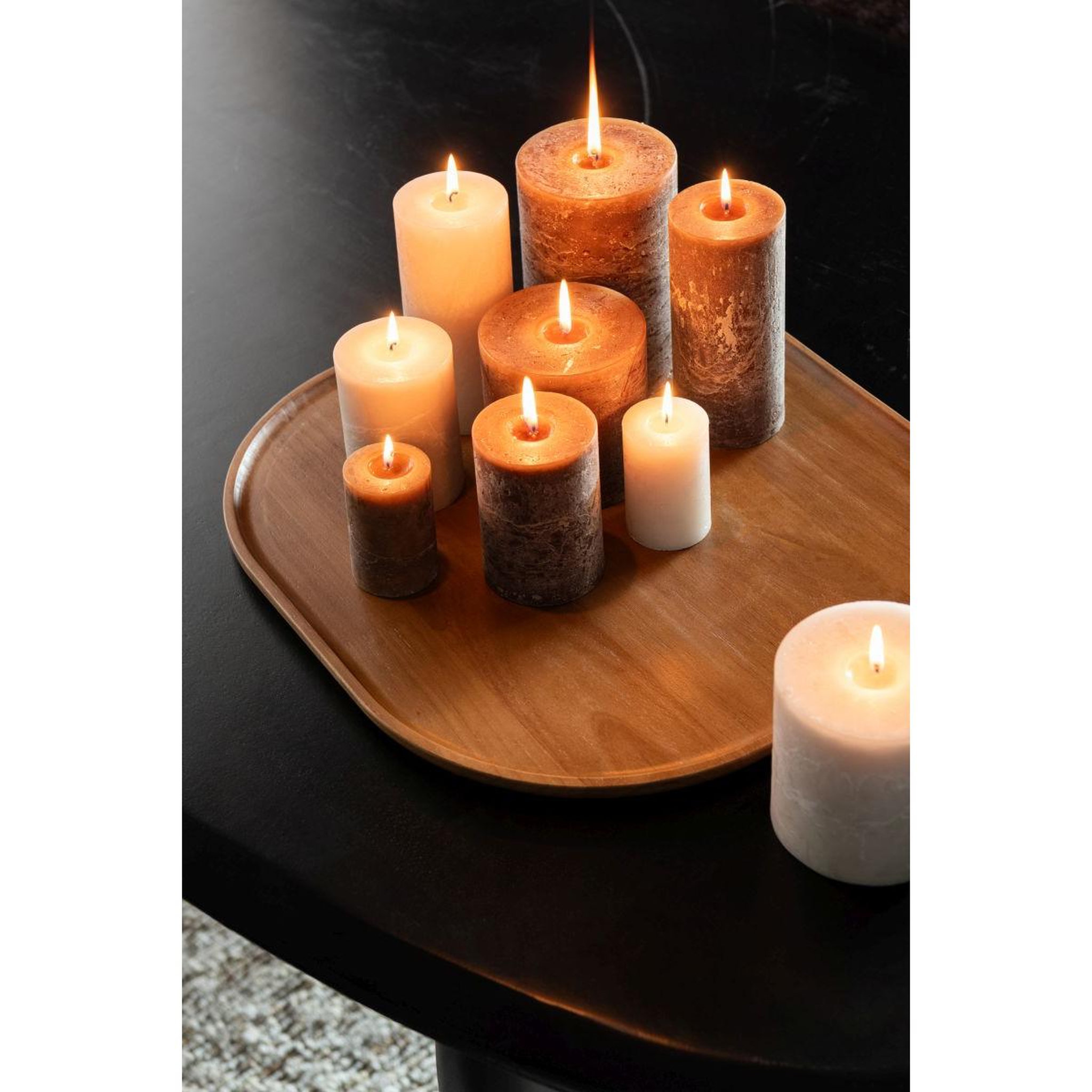 Voir la diapositive 3 : J-LINE Plateau déco en bois  trinidad  44cm marron