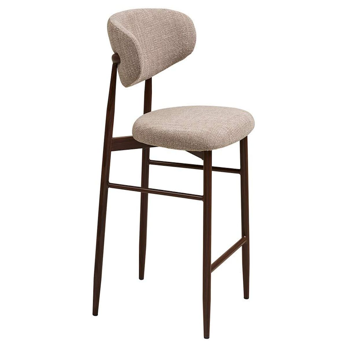 LISA DESIGN Eddie - lot de 2 tabourets en tissu texturé - pieds en acier effet bois