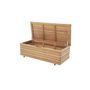 Voir la diapositive 3 : MARKET24 Coffre de rangement jardin en bois exotique d'eucalyptus FSC - 190 L - 48,5 x 109,5 x 37 cm - Avec roulettes - Effet Teck