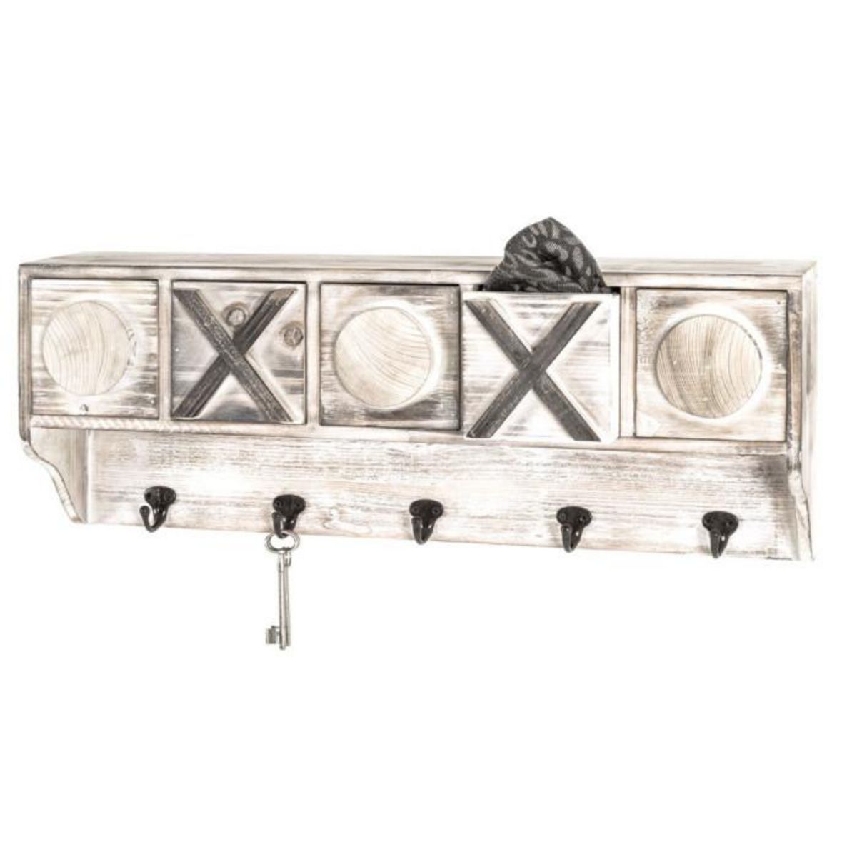 Paris Prix Patère Murale en Bois  Crochet & Tiroirs  65cm Naturel