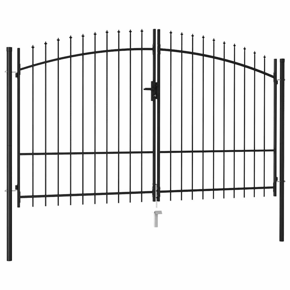 VIDAXL Portillon double porte avec dessus a pointe Acier 3x2 m Noir