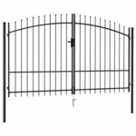 VIDAXL Portillon double porte avec dessus a pointe Acier 3x2 m Noir
