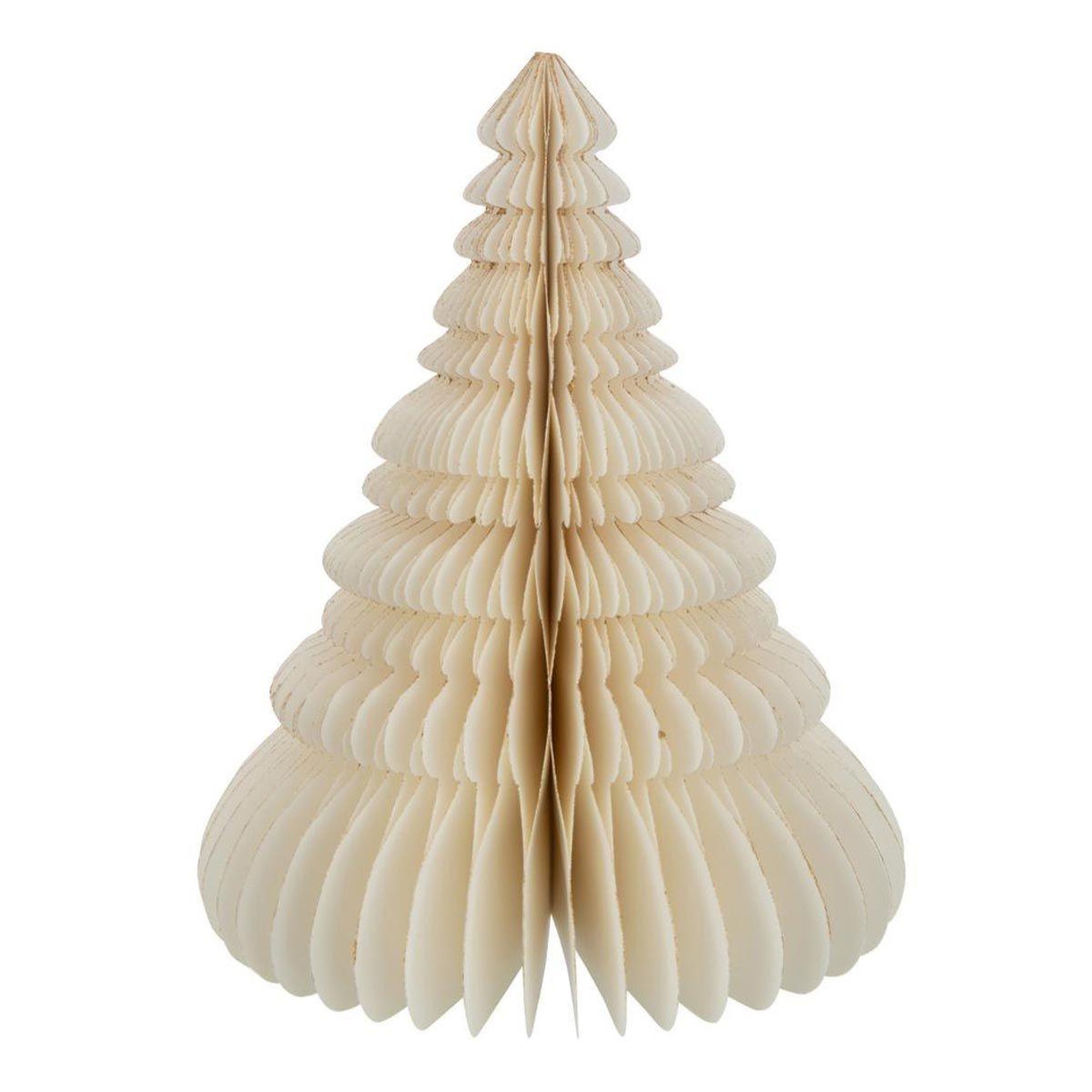 Voir la diapositive 1 : J-LINE Sapin de noël à poser en papier  pliant  30cm crème