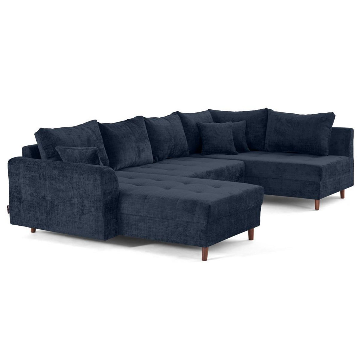 LISA DESIGN Rune - canapé panoramique d'angle droit 7 places en velours texturé