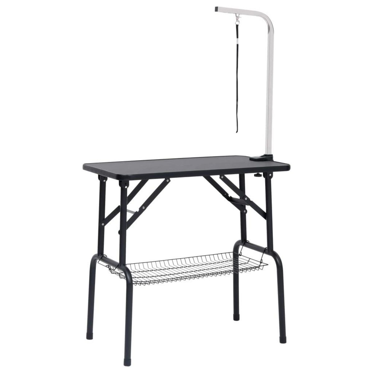 VIDAXL Table de toilettage reglable de chiens avec 1 boucle et panier