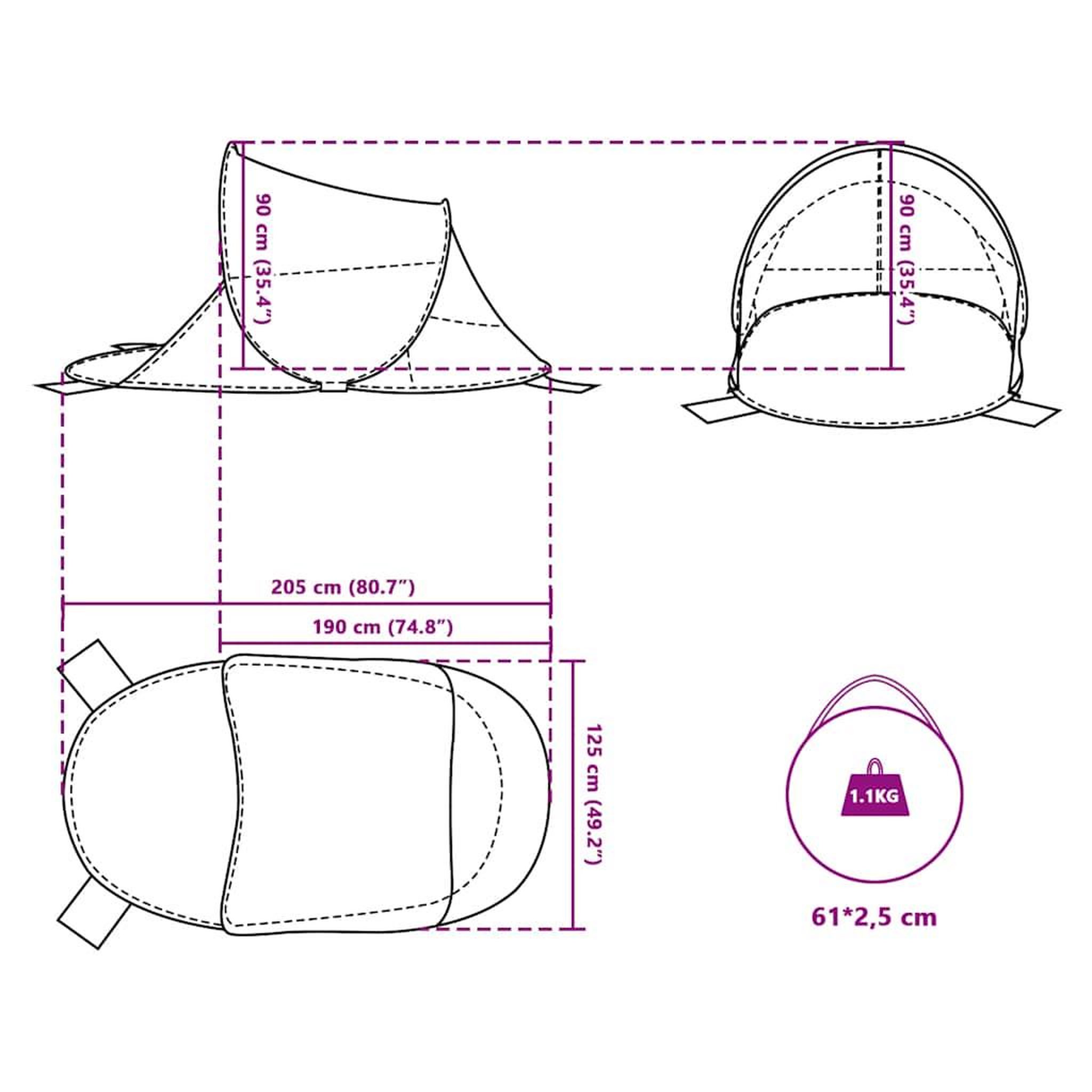 Voir la diapositive 6 : VIDAXL Tente de plage vert d'eau escamotable impermeable