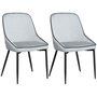 HOMCOM Lot de 2 chaises de salle à manger design piètement effilé incliné acier noir aspect velours gris clair