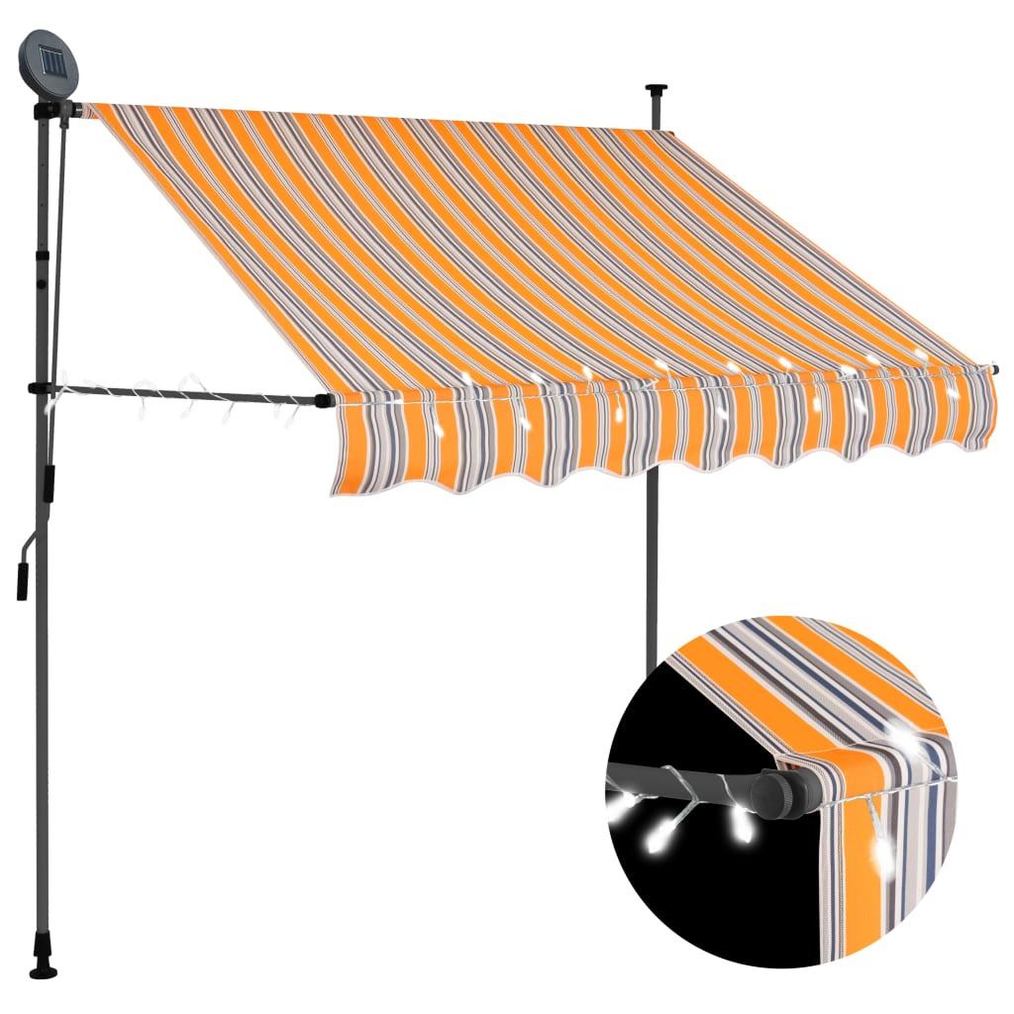 Voir la diapositive 1 : VIDAXL Auvent manuel retractable avec LED 150 cm Jaune et bleu