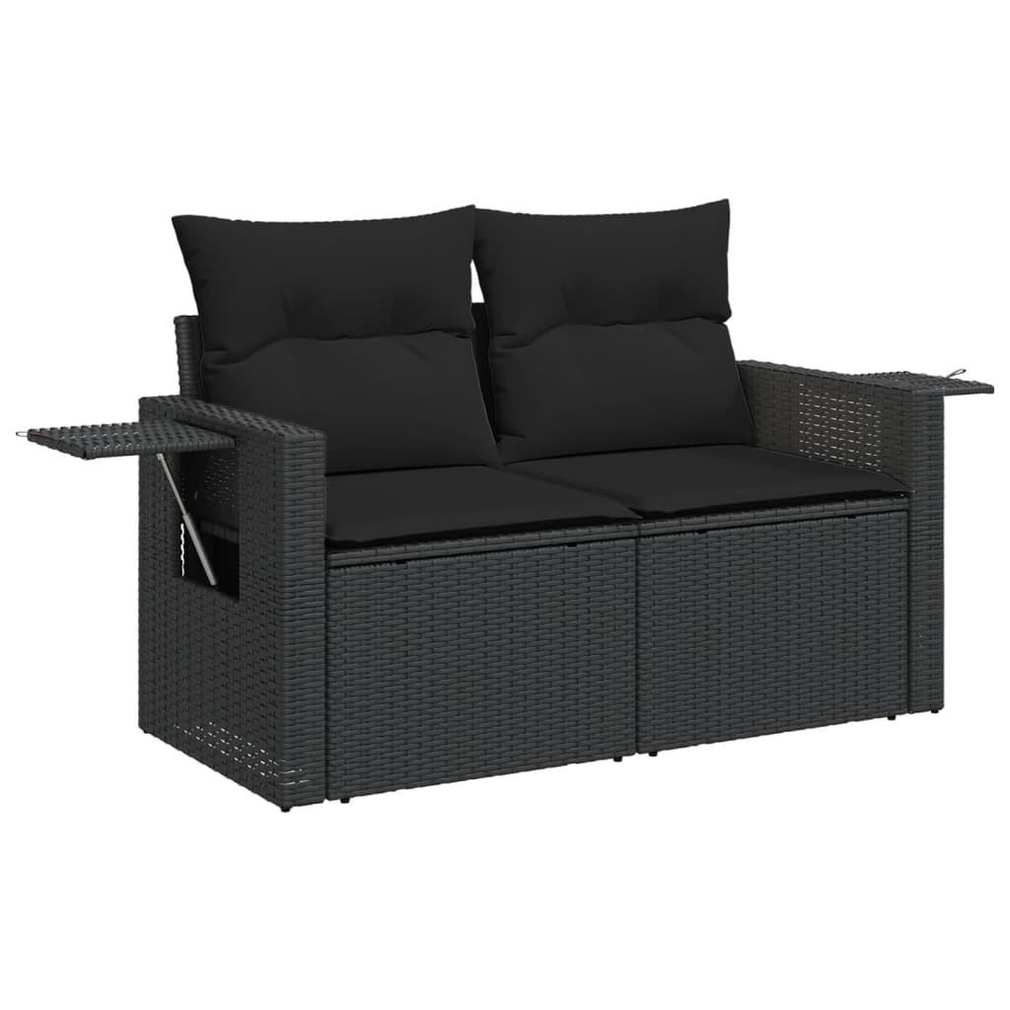 Voir la diapositive 5 : VIDAXL Salon de jardin 4 pcs avec coussins noir resine tressee