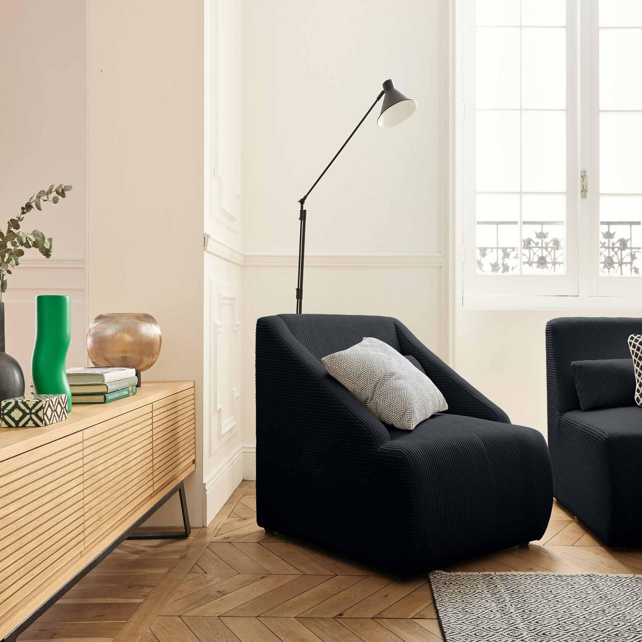 Voir la diapositive 2 : LISA DESIGN Onyx - fauteuil - en velours côtelé