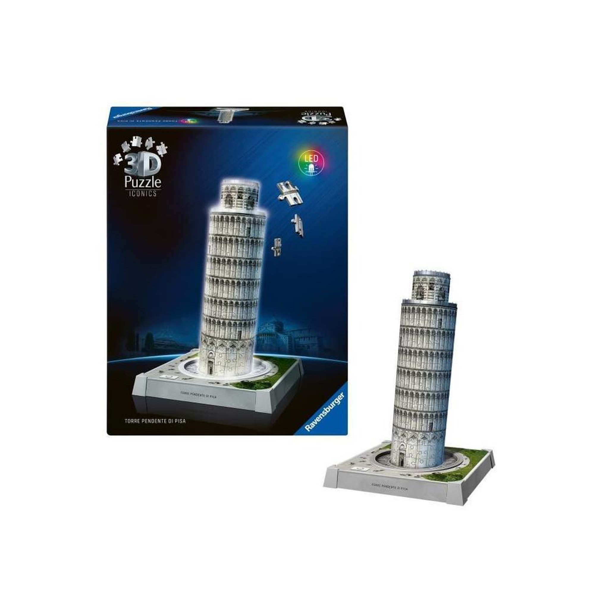 Voir la diapositive 3 : RAVENSBURGER Puzzle 3D Iconics Tour de Pise illuminée – Ravensburger – Adulte – Haute qualité