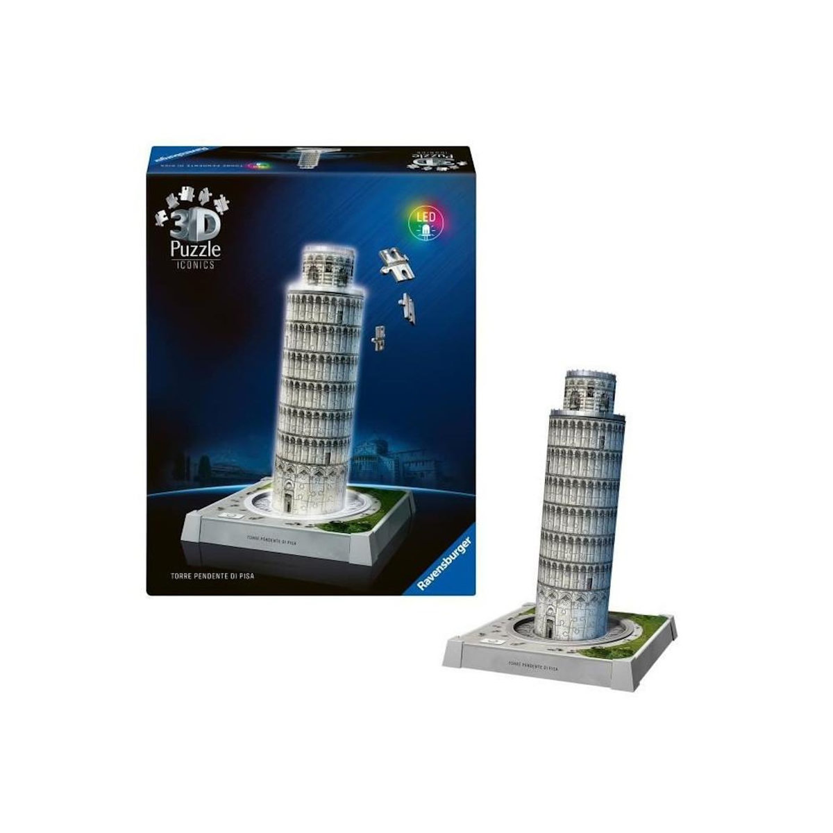 RAVENSBURGER Puzzle 3D Iconics Tour de Pise illuminée – Ravensburger – Adulte – Haute qualité