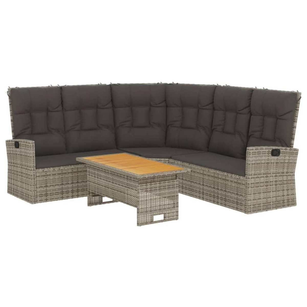 VIDAXL Salon de jardin 2 pcs avec coussins Gris Resine tressee