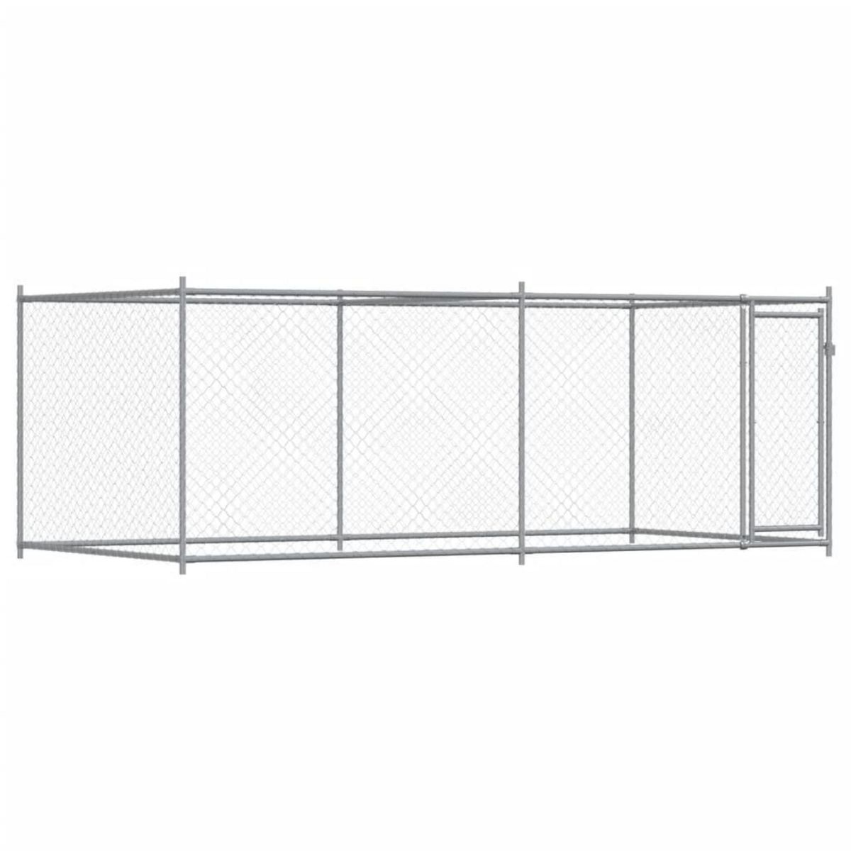 VIDAXL Cage pour chien avec porte gris 4x2x1,5 m acier galvanise
