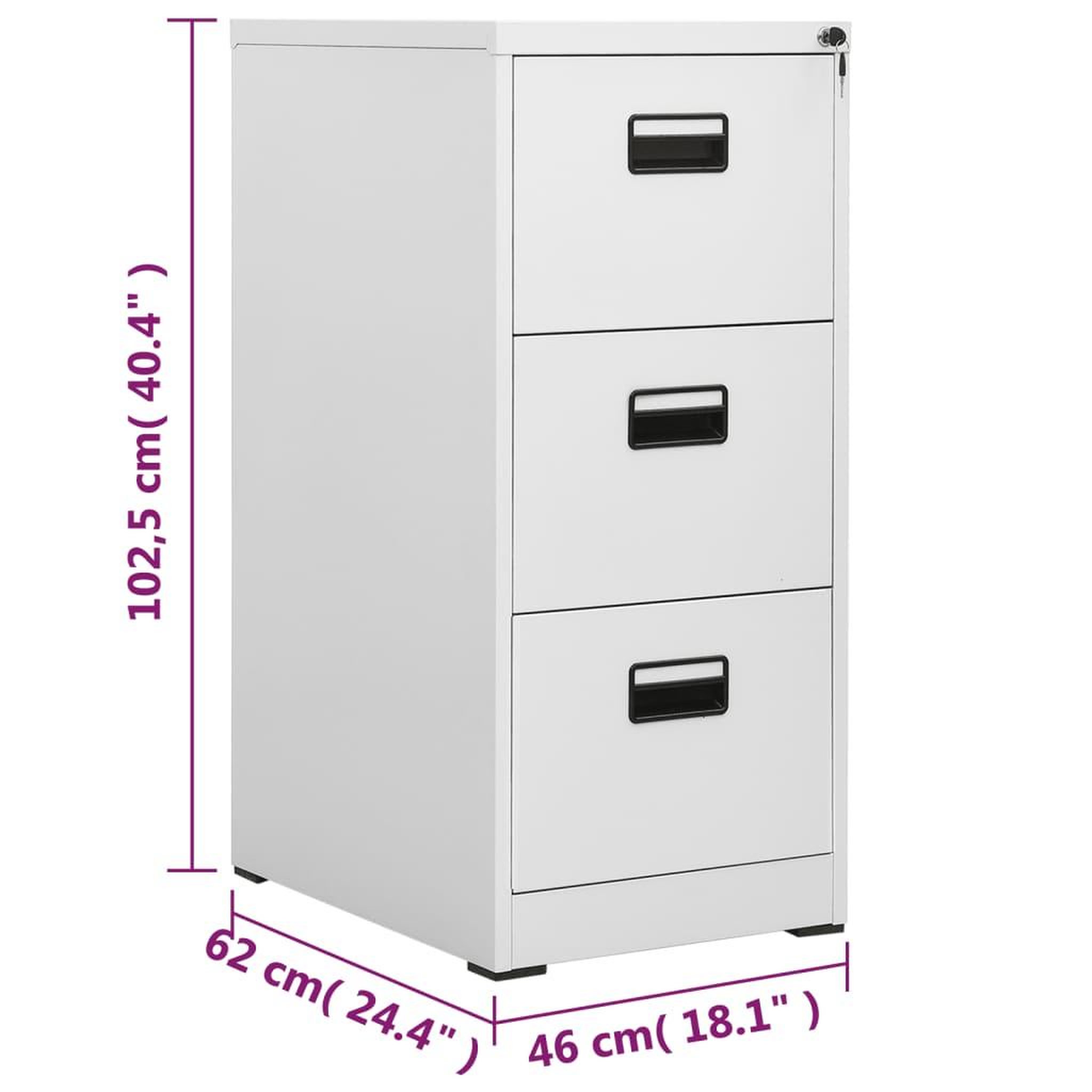 Voir la diapositive 6 : VIDAXL Classeur Gris clair 46x62x102,5 cm Acier