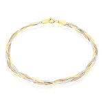 L'ATELIER D'AZUR Bracelet Trois Ors - Tresse Or Tricolore Jaune, Blanc et Rose - Femme
