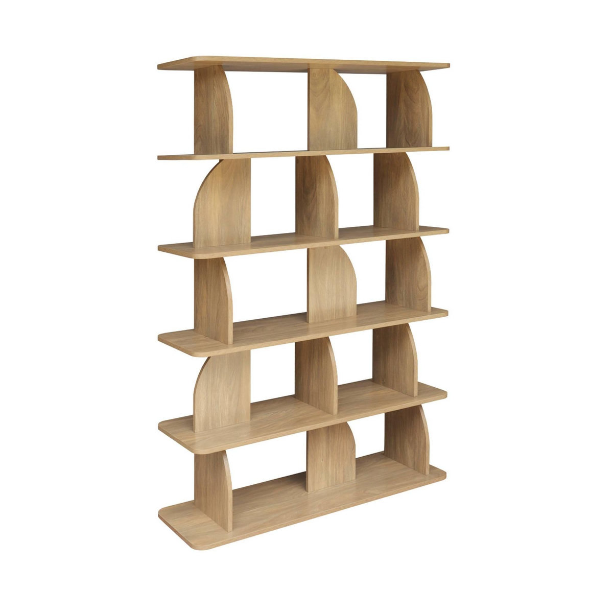 SWEEEK Etagère. bibliothèque exotique décor bois manguier 5 niveaux. séparateurs courbés - Alva