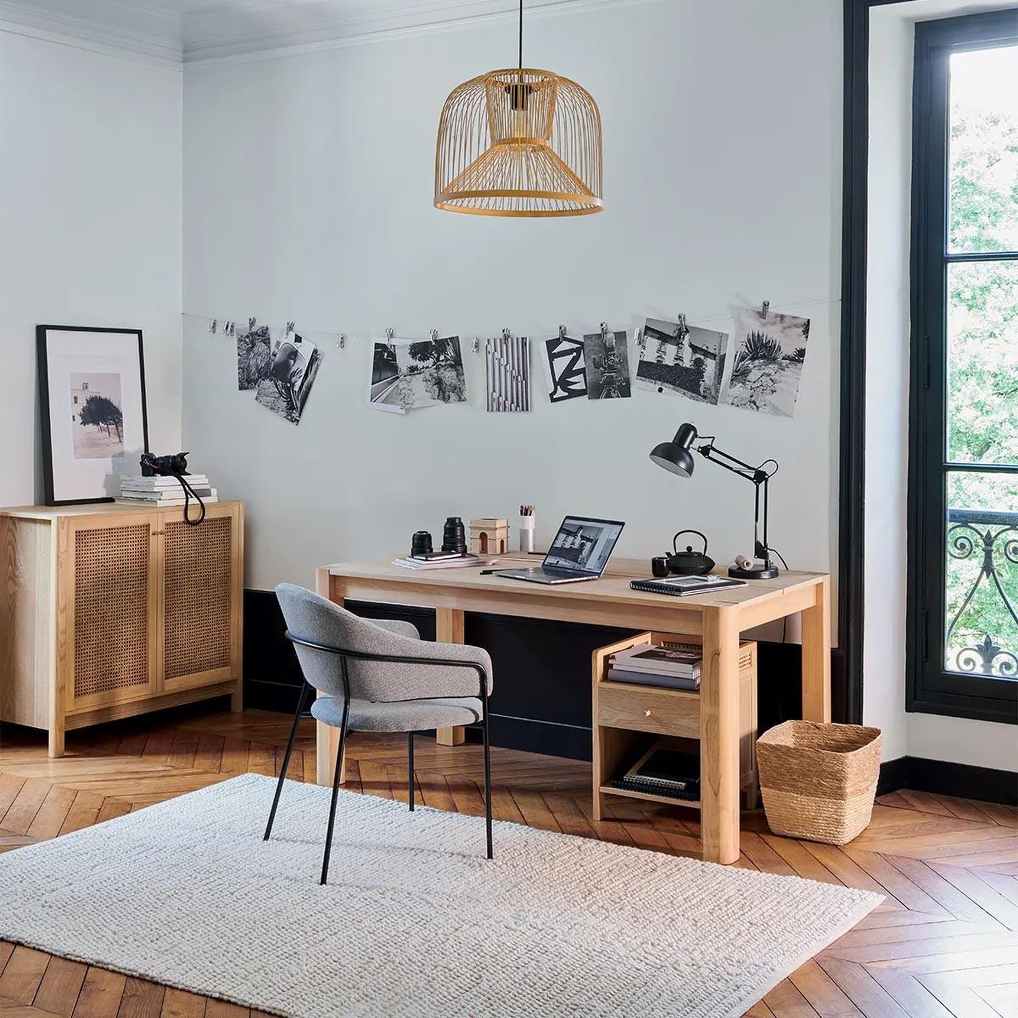 Voir la diapositive 3 : ATMOSPHERA Lampe suspension en bambou  amy  38cm beige