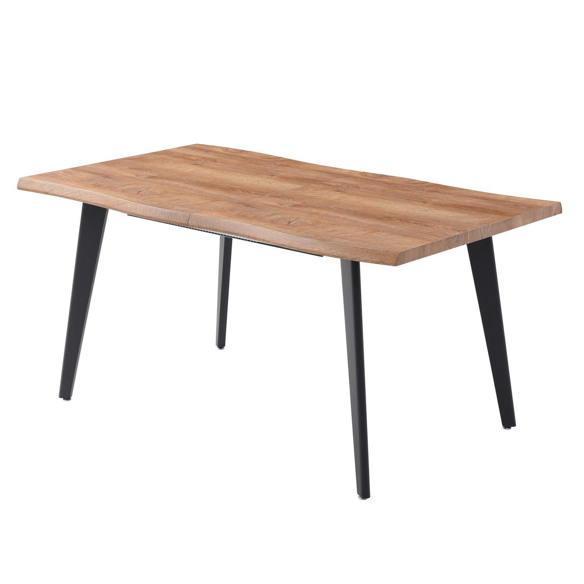 TOILINUX Table extensible en métal et plateau effet bois brut 6 à 8 places forest - l. 150 à 210 cm
