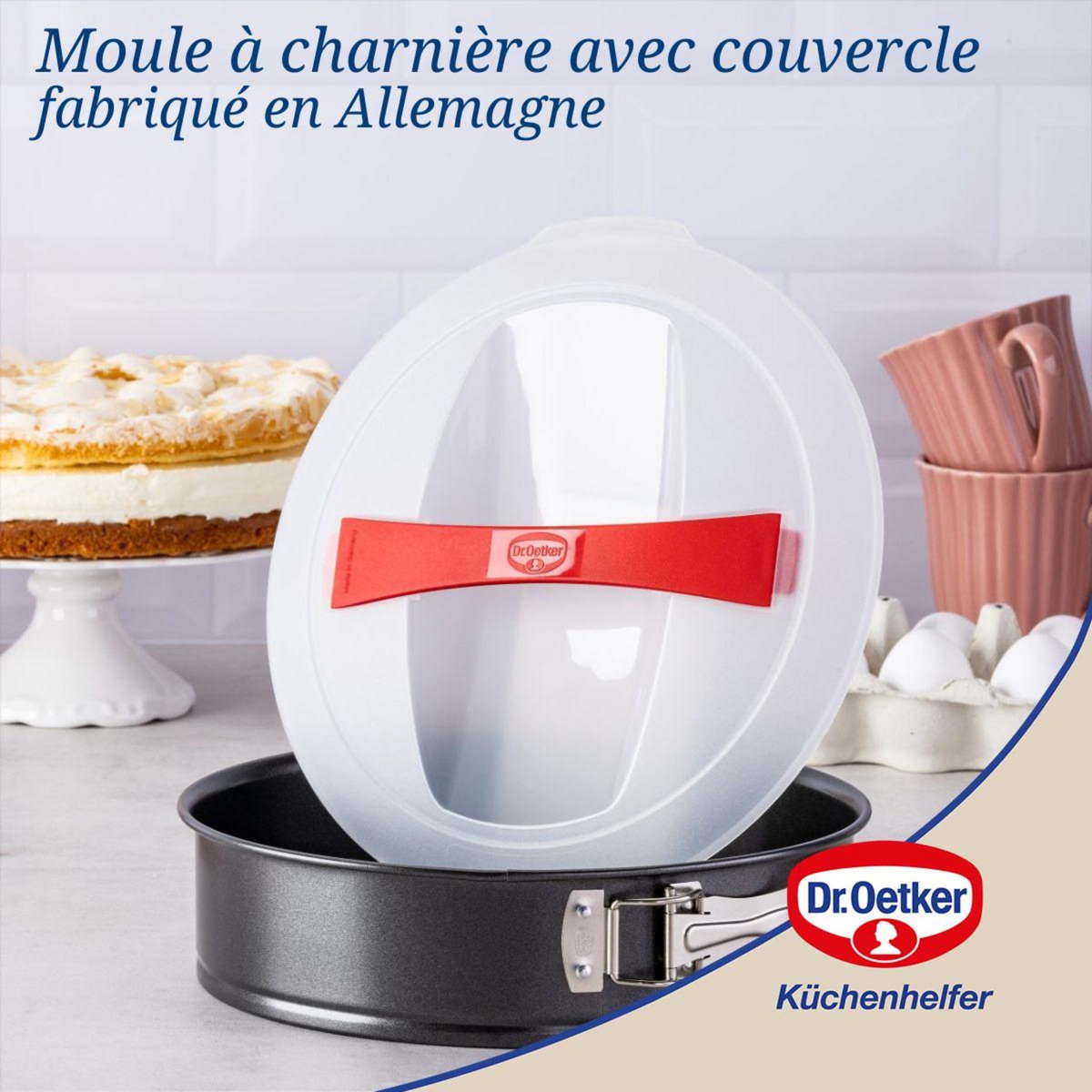 DR.OETKER Moule à manqué à charnière 26 cm avec couvercle de transport Dr. Oetker Bake and Go