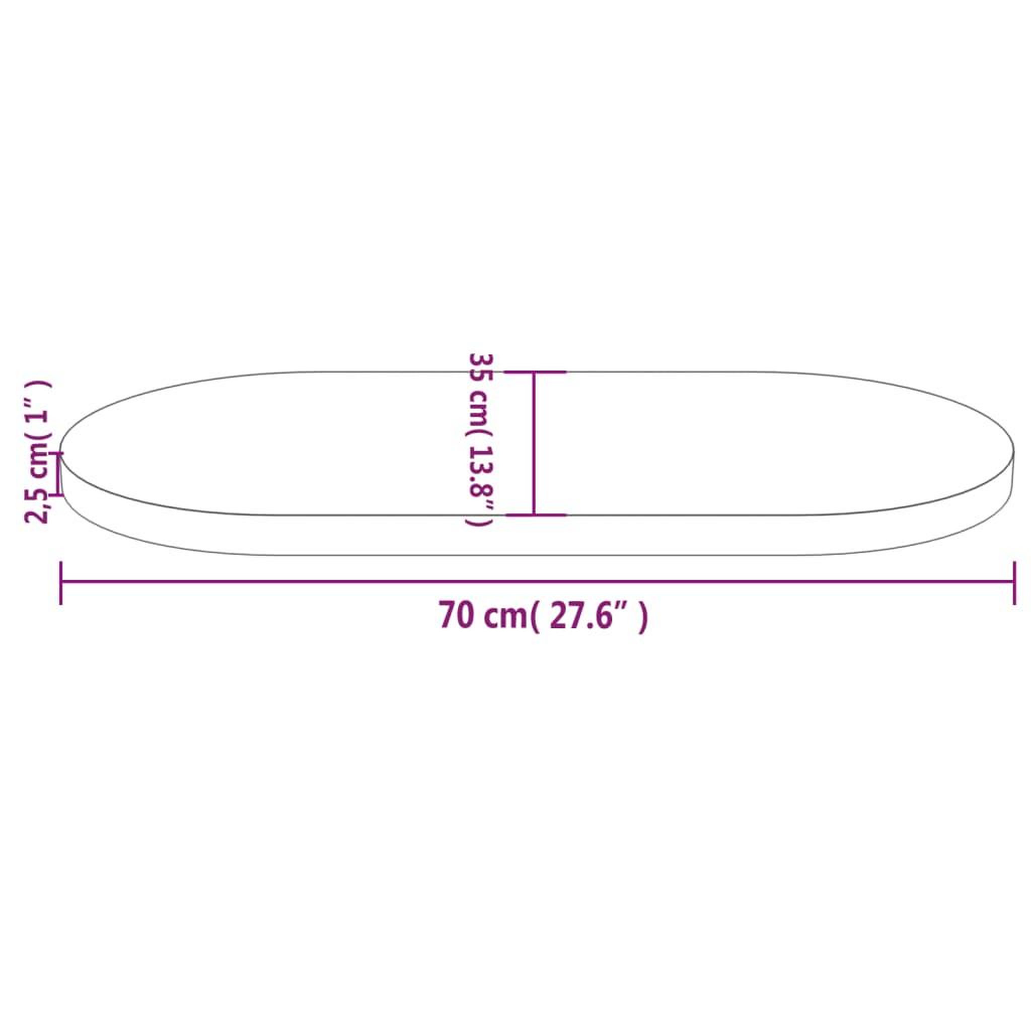 Voir la diapositive 6 : VIDAXL Dessus de table 70x35x2,5 cm bois de pin massif ovale