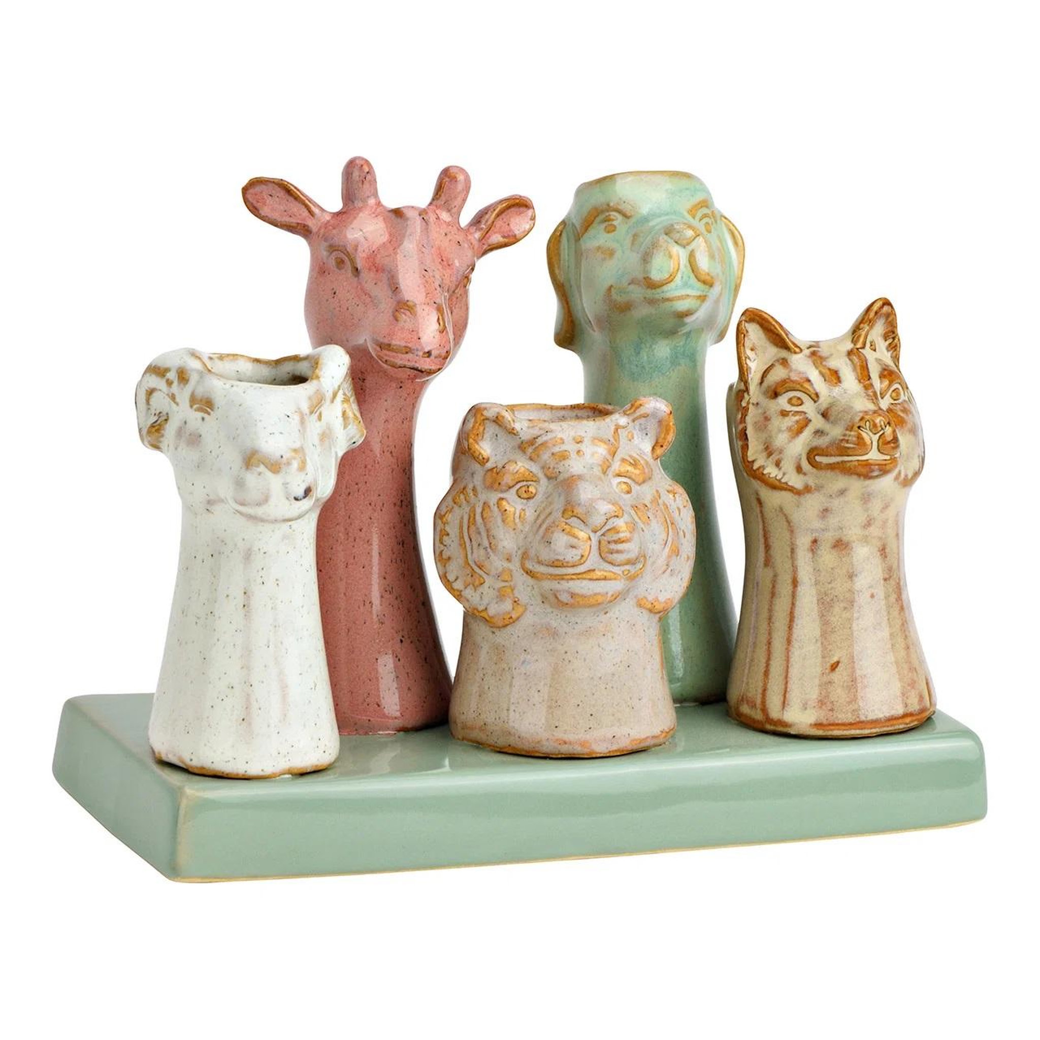 Eden Vase tetes d animaux en faience