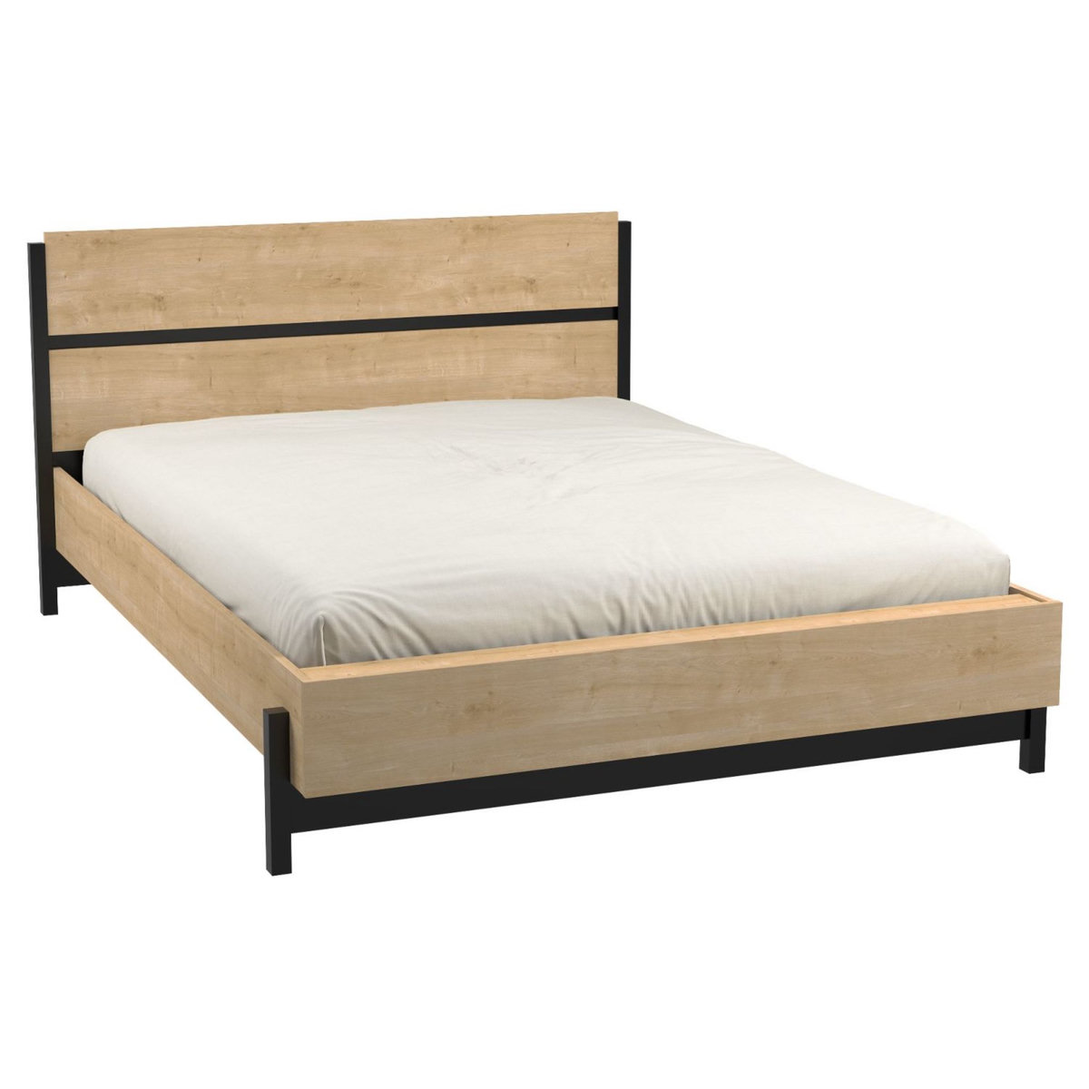 Lit double 140x190 cm avec tête esprit industriel DOWNTOWN