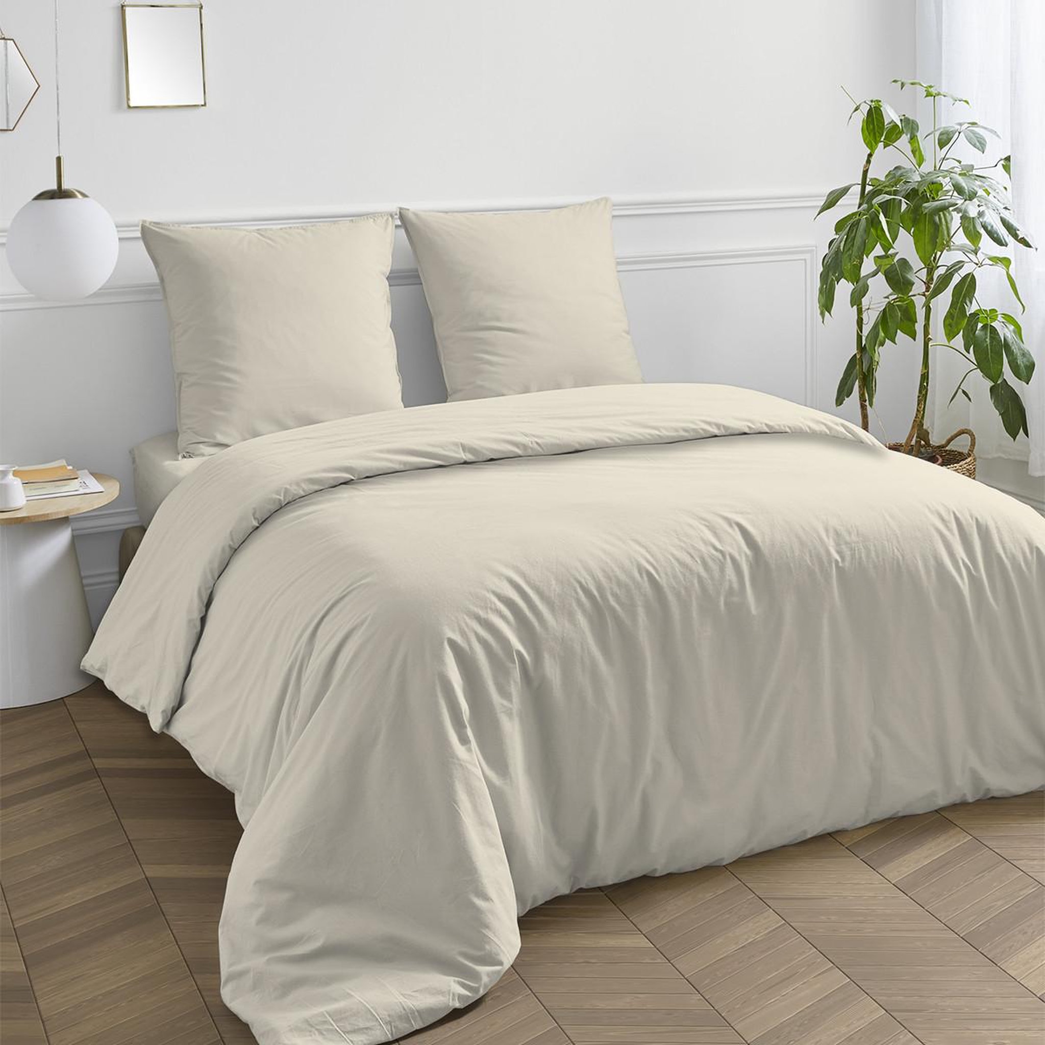 Voir la diapositive 2 : FUTURE HOME Taie d'oreiller en coton 57 fils unie