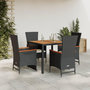 Voir la diapositive 1 : VIDAXL Ensemble a manger de jardin coussins 5pcs Noir Resine tressee