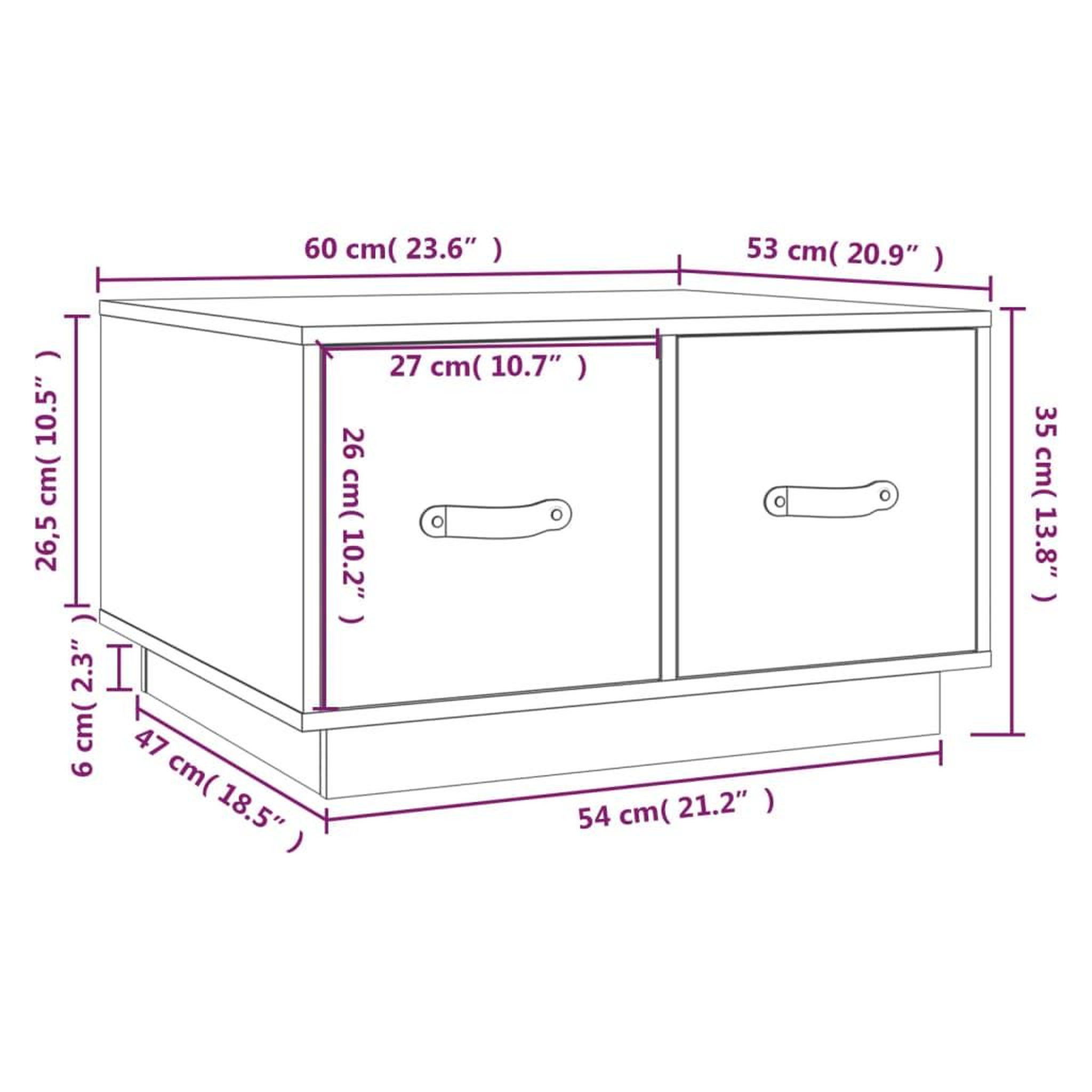Voir la diapositive 6 : VIDAXL Table basse Blanc 60x53x35 cm Bois massif de pin