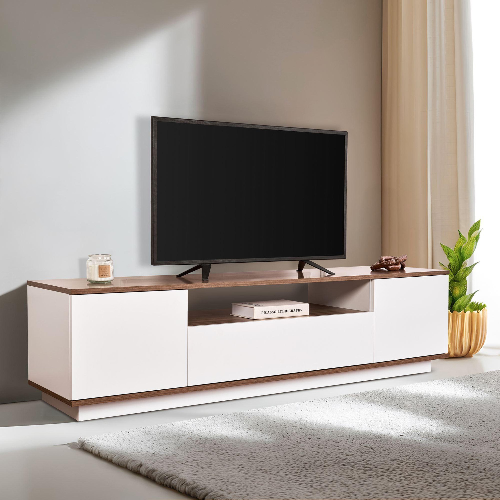 Voir la diapositive 2 : Habitat et Jardin Meuble tv en bois  veramont  - 180 x 44 x 44 cm - marron foncé
