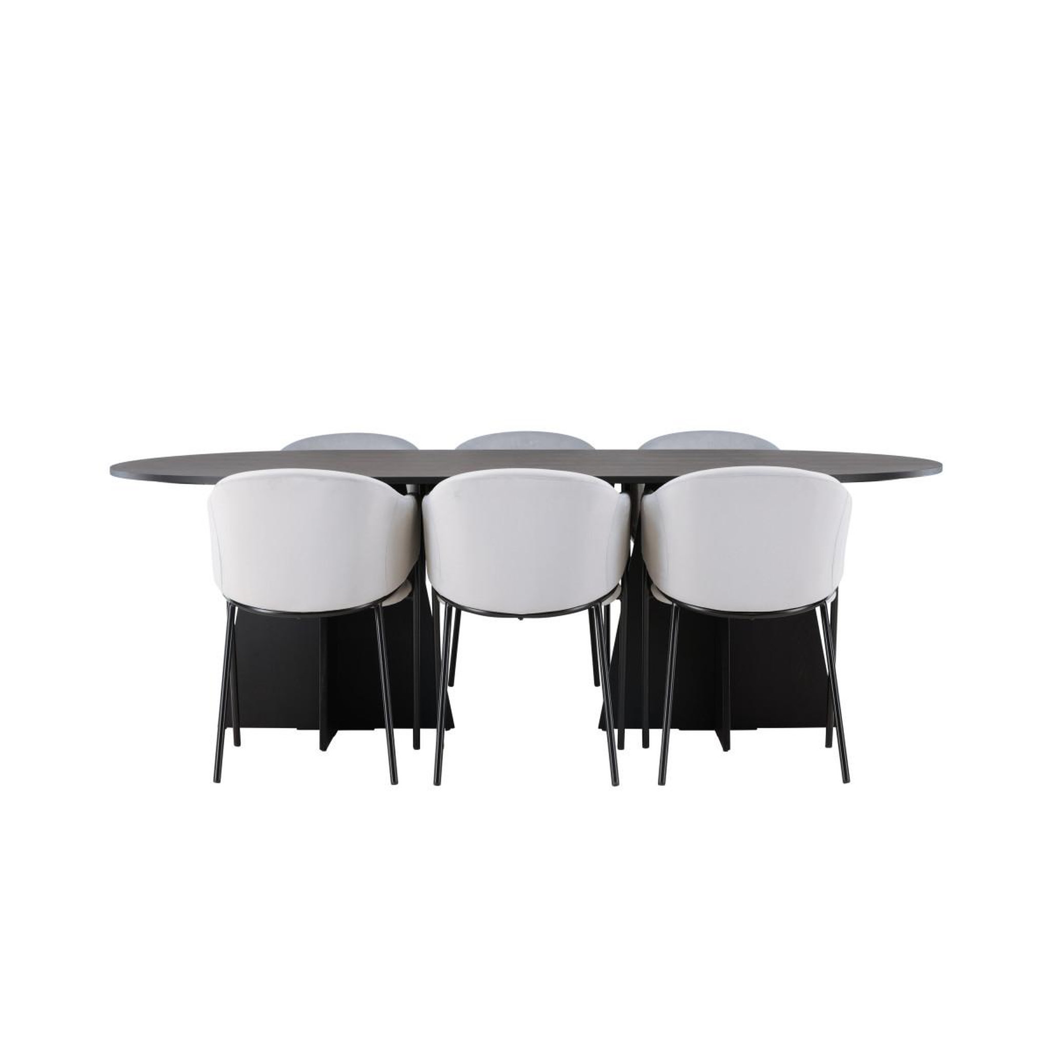 Voir la diapositive 2 : Paris Prix Ensemble table à manger & 6 chaises  bootcut & evelina  230cm noir & gris