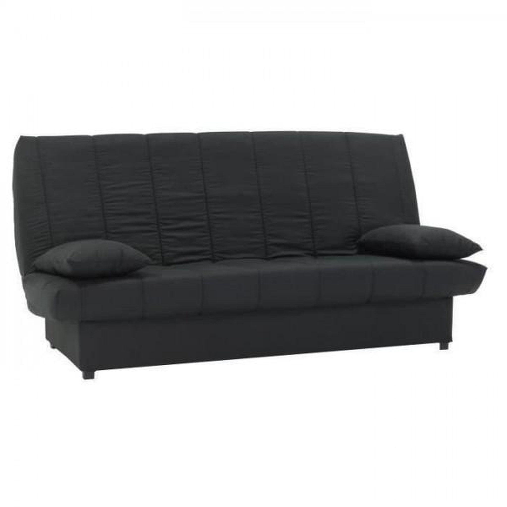Voir la diapositive 3 : MARKET24 Banquette clic clac 3 places - Tissu noir - Style Contemporain - L 190 x P92 cm - MILA