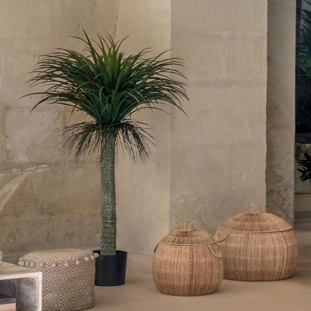 ATMOSPHERA Plante Artificielle en Pot  Yucca  150cm Vert & Noir