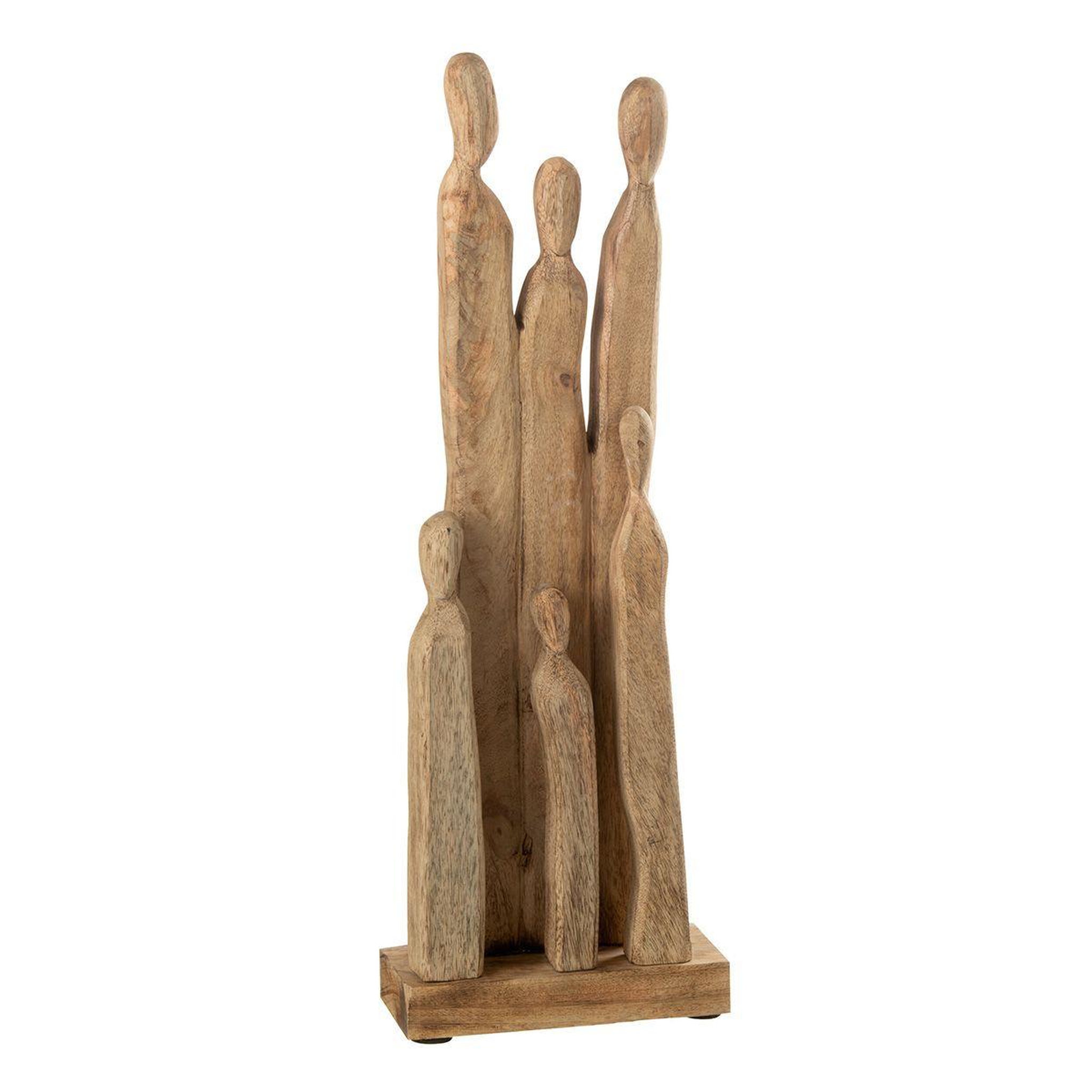J-LINE Statuette déco en bois  'groupe de personnages  60cm naturel