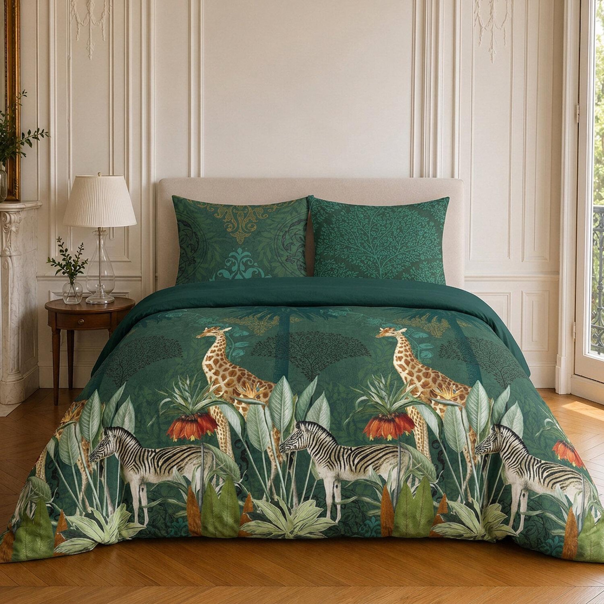 Home collection Parure housse de couette imprimée 100% coton 57 fils - zambi - 260x240 cm