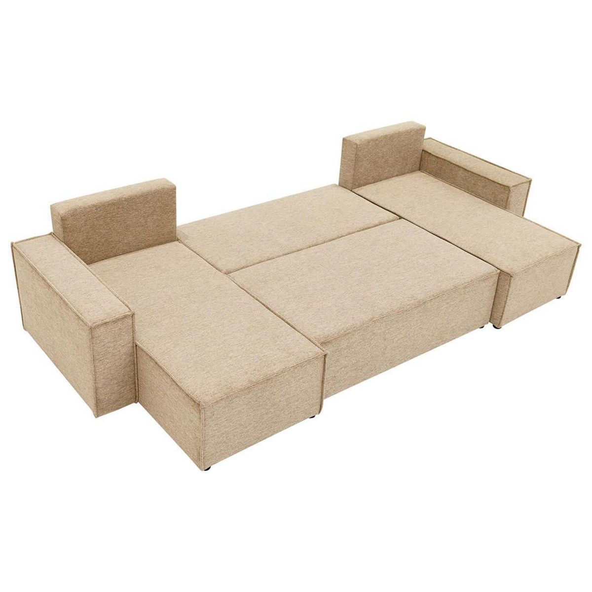 BEST MOBILIER Cezanne - canapé panoramique en u 7 places convertible avec coffre en tissu texturé