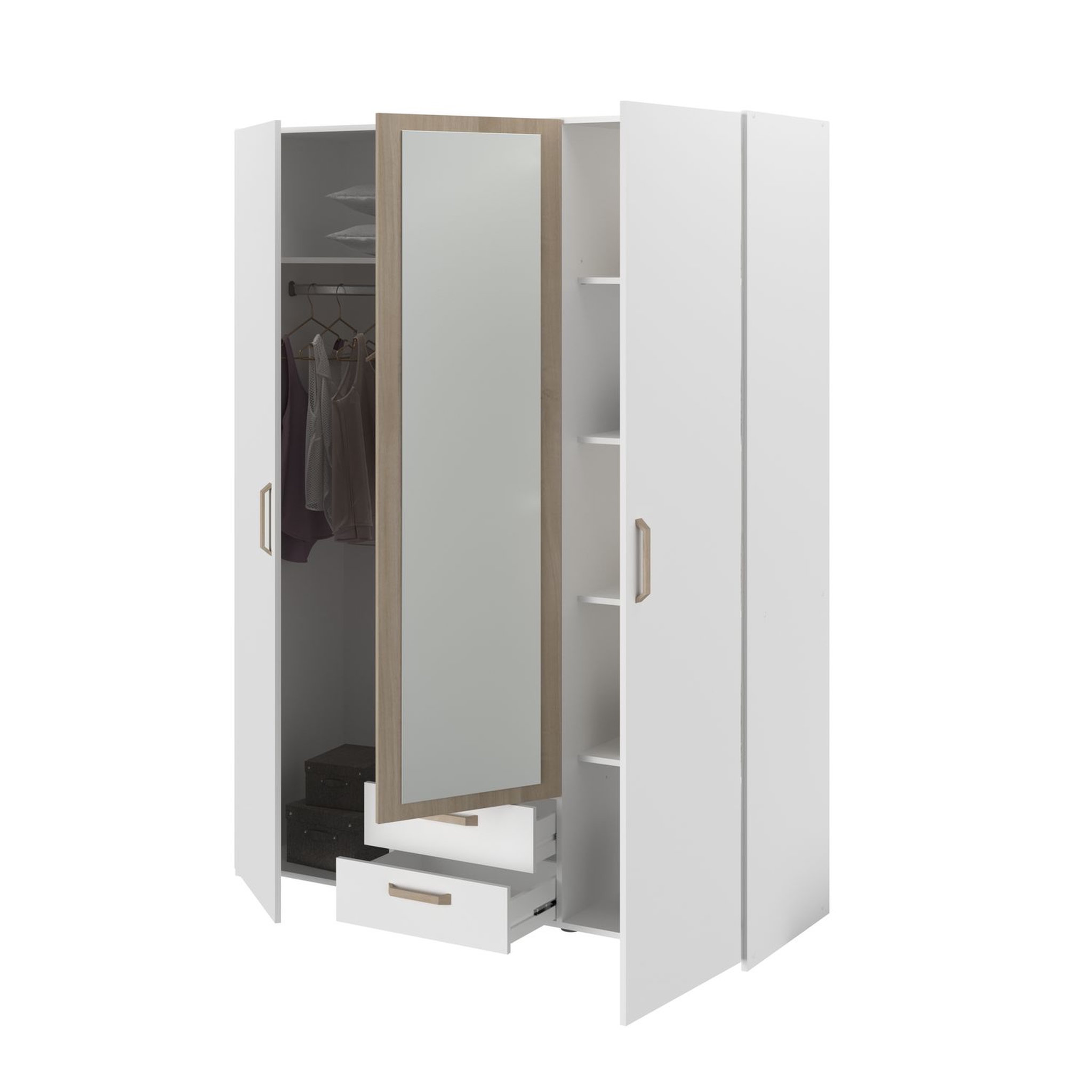 Voir la diapositive 3 : Armoire 3 portes 1 miroir 2 tiroirs SANDRINE
