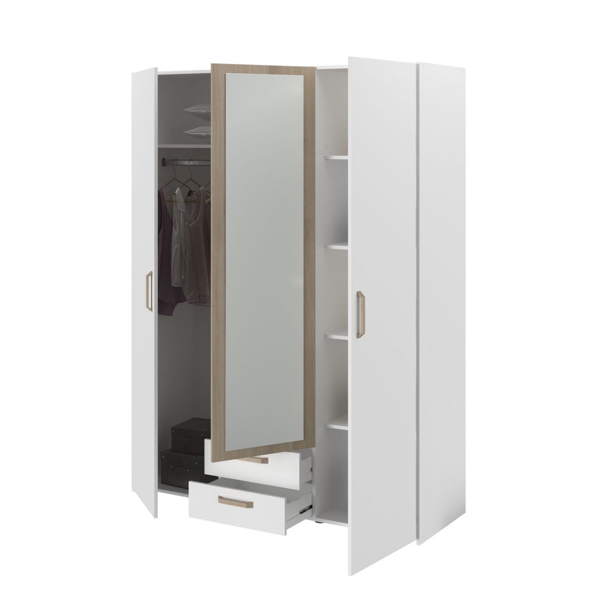 Armoire 3 portes 1 miroir 2 tiroirs SANDRINE
