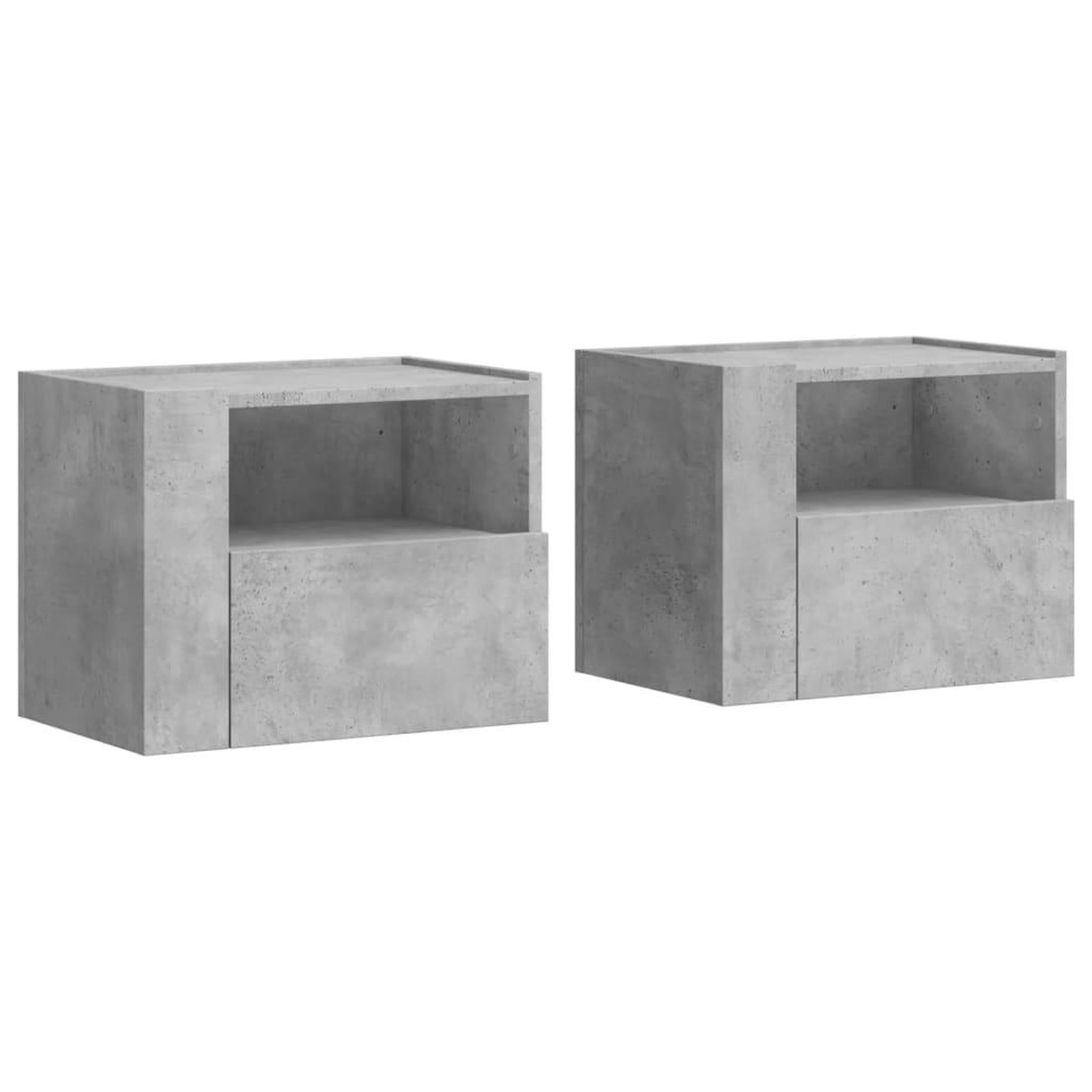Voir la diapositive 2 : VIDAXL Tables de chevet murales 2 pcs gris beton 45x30x35 cm