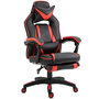 Voir la diapositive 1 : HOMCOM HOMCOM Fauteuil gamer grand confort fauteuil de bureau gamer pivotant inclinable avec coussins et repose-pieds revêtement synthétique noir rouge